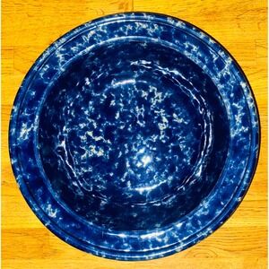 Bennington Potters Blue Agate Sponge-ware Serving Bowl 10.25" Vermont Stoneware